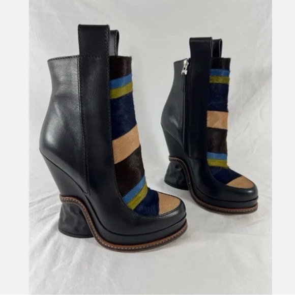 Fendi Shoes - Fendi Black and Blue Heeled Boots